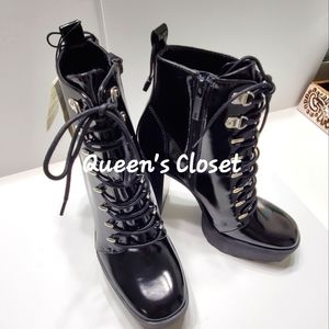 ZARA | Black Platform Lace Up Lug Ankle Booties | BRAND NEW